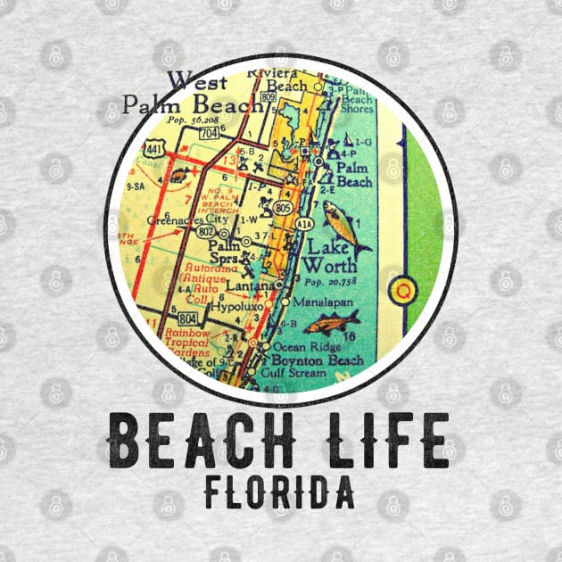 West Palm Beach Vintage Map Beach Life Florida by Joaddo